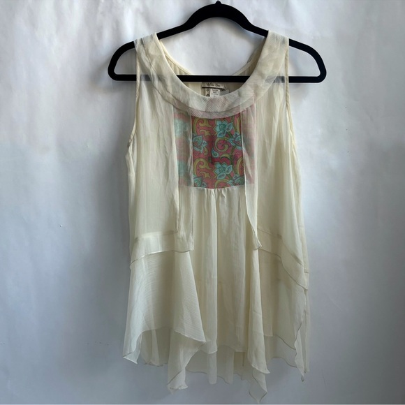 Matilda Jane Palisades Sleeveless Blouse Tank Top Beige Size Medium - Picture 3 of 13